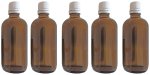 (Bild für) 5 Fläschchen à 50 ml aus Braunglas zur Aufbewahrung von ätherischen Ölen, Tropfer mit Originalverschluss