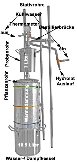 (Bild für) DESTILLIERMEISTER E10-12-3 Suprem-Plus 12 l mit zusätzlichem 3 l Probenrohr - zum Schließen ins Bild klicken